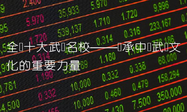 全国十大武术名校——传承中华武术文化的重要力量