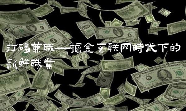 打码兼职——掘金互联网时代下的新鲜职业