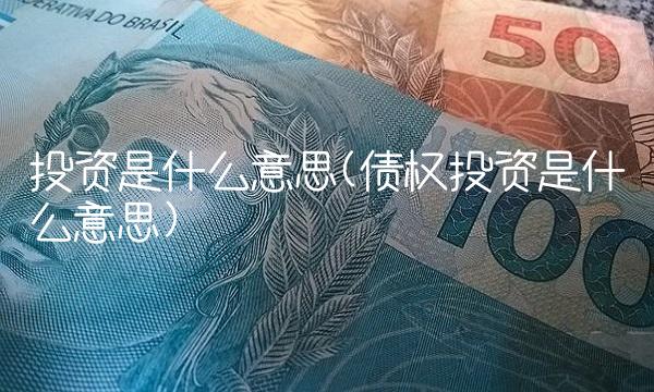 投资是什么意思(债权投资是什么意思)