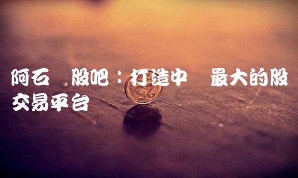 阿石创股吧：打造中国最大的股权交易平台