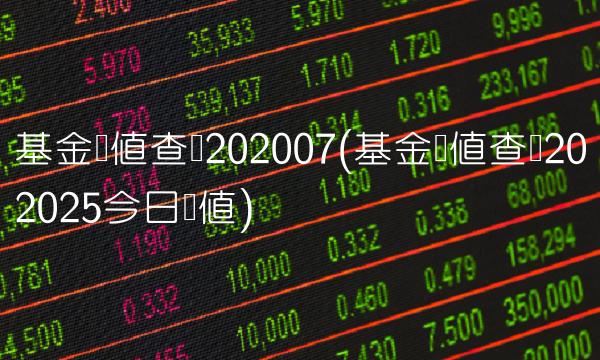 基金净值查询202007(基金净值查询202025今日净值)