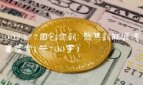 002377国创高新：聚焦新能源汽车产业（共700字）