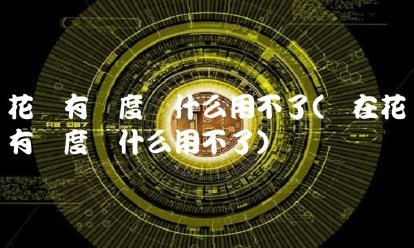 花呗有额度为什么用不了(现在花呗有额度为什么用不了)