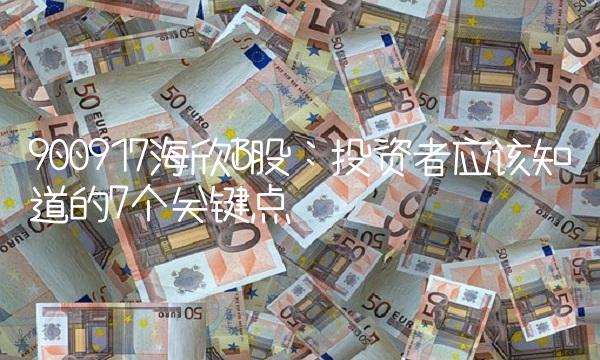 900917海欣B股：投资者应该知道的7个关键点