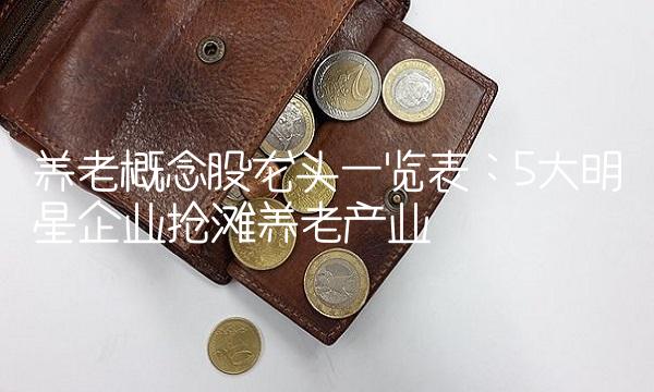 养老概念股龙头一览表：5大明星企业抢滩养老产业