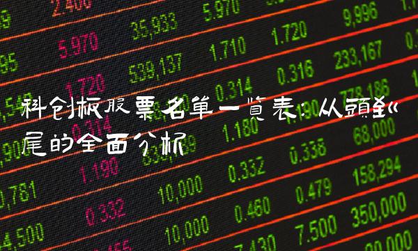 科创板股票名单一览表：从头到尾的全面分析