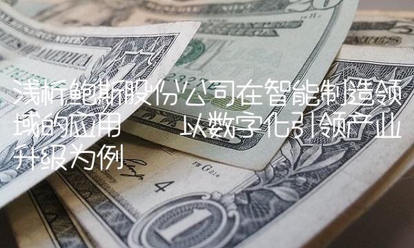 浅析鲍斯股份公司在智能制造领域的应用——以数字化引领产业升级为例