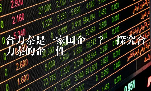 合力泰是一家国企吗？——探究合力泰的企业性质