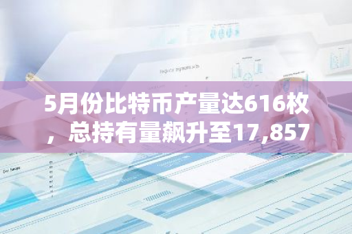 5月份比特币产量达616枚，总持有量飙升至17,857枚，展现强劲增长势头