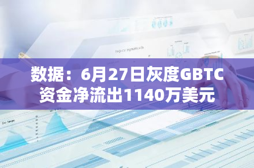 数据：6月27日灰度GBTC资金净流出1140万美元