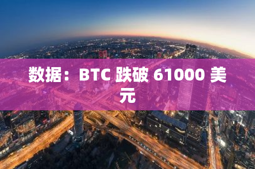 数据：BTC 跌破 61000 美元
