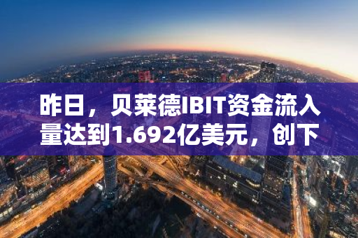 昨日，贝莱德IBIT资金流入量达到1.692亿美元，创下新纪录
