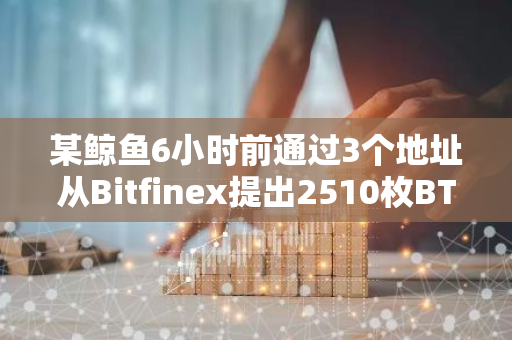 某鲸鱼6小时前通过3个地址从Bitfinex提出2510枚BTC
