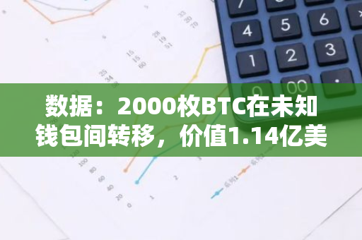 数据：2000枚BTC在未知钱包间转移，价值1.14亿美元