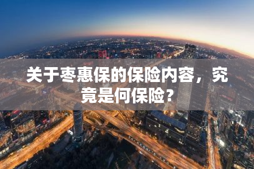 关于枣惠保的保险内容，究竟是何保险？