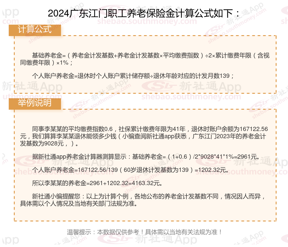 退休金计算公式2024模拟计算器 广东江门退休金每月有多少举例说明