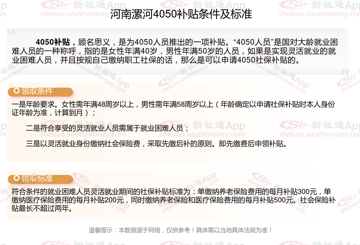 2023~2024年河南漯河灵活就业4050补贴最新标准 河南漯河灵活就业社保补贴申请条件什么