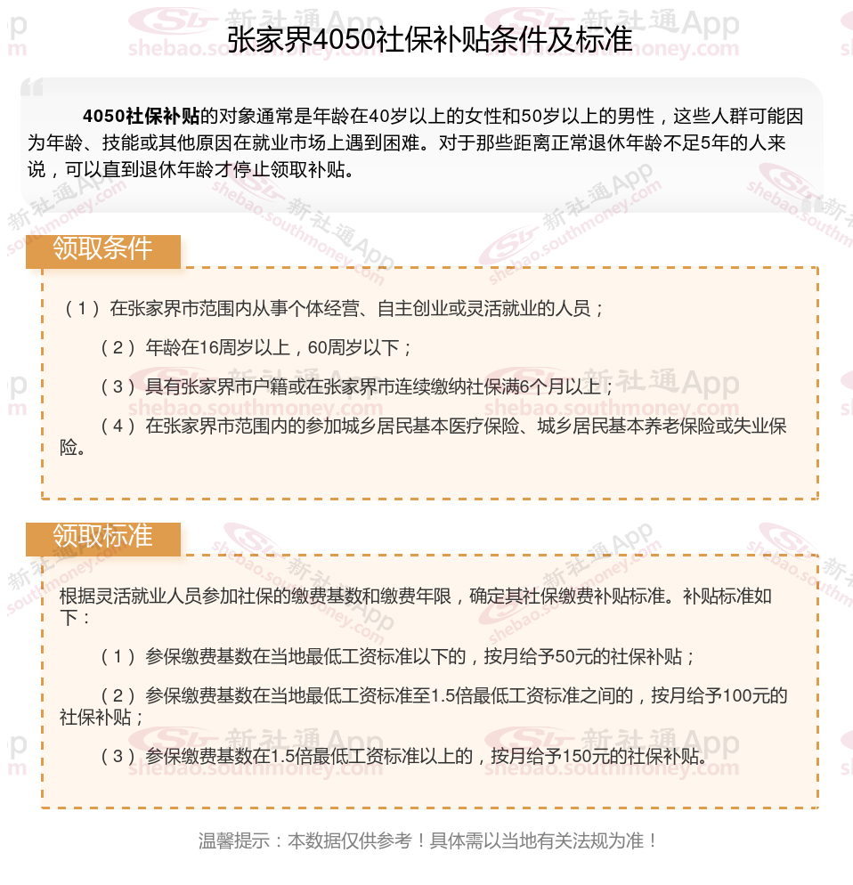 2024年张家界什么条件可申请4050社保补贴 张家界4050社保补贴领取最新标准一览