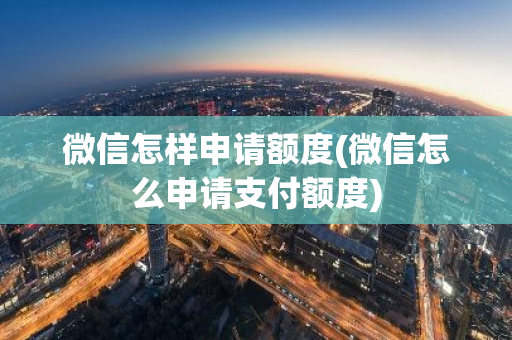 微信怎样申请额度(微信怎么申请支付额度)
