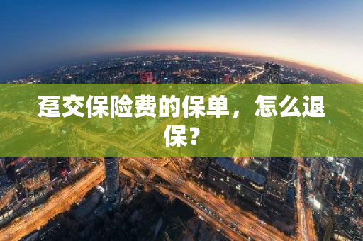 趸交保险费的保单，怎么退保？