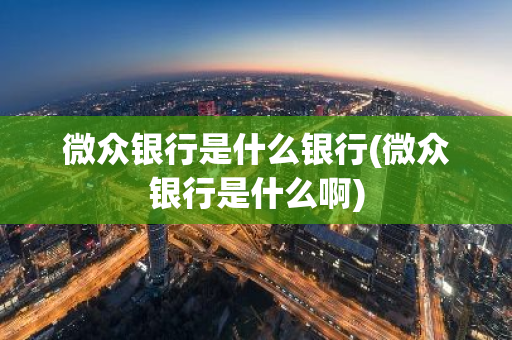 微众银行是什么银行(微众银行是什么啊)