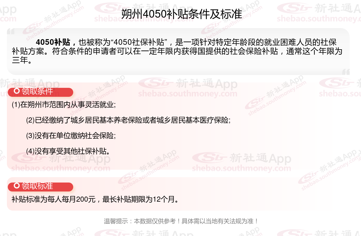 朔州4050社保补贴标准2024年最新 朔州灵活就业4050补贴需要什么条件