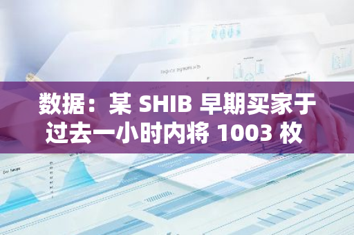 数据：某 SHIB 早期买家于过去一小时内将 1003 枚 ETH 兑换为 28.6 亿枚 NEIRO