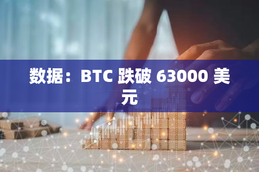 数据：BTC 跌破 63000 美元