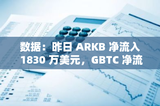 数据：昨日 ARKB 净流入 1830 万美元，GBTC 净流出 650 万美元