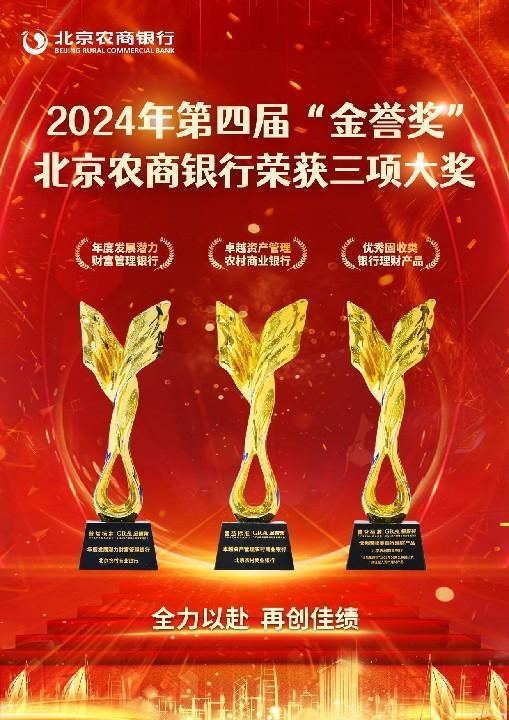 北京农商银行摘得卓越资产管理农商银行、优秀固收类银行理财产品和年度发展潜力财富管理银行三项“金誉奖”