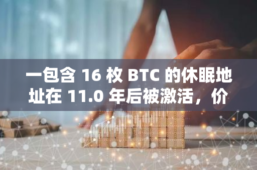 一包含 16 枚 BTC 的休眠地址在 11.0 年后被激活，价值约 155.8 万美元