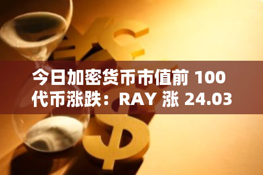 今日加密货币市值前 100 代币涨跌：RAY 涨 24.03%，UNI 跌 2.54%