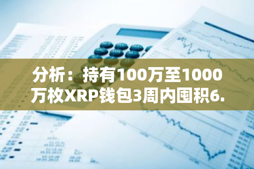分析：持有100万至1000万枚XRP钱包3周内囤积6.791亿枚XRP