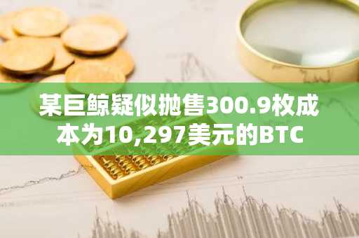 某巨鲸疑似抛售300.9枚成本为10,297美元的BTC