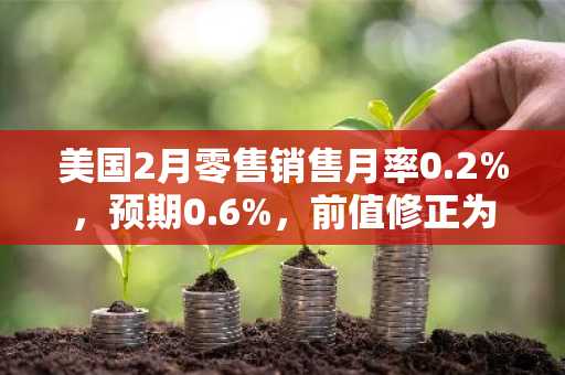 美国2月零售销售月率0.2%，预期0.6%，前值修正为-1.2%