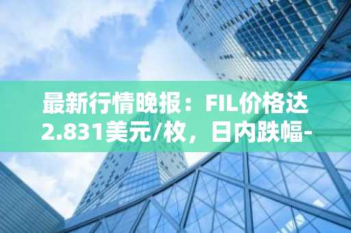 最新行情晚报：FIL价格达2.831美元/枚，日内跌幅-2.18%