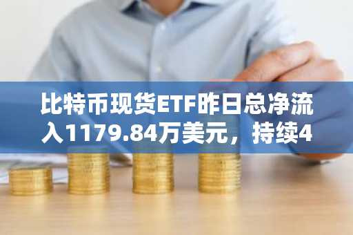 比特币现货ETF昨日总净流入1179.84万美元，持续4日净流入