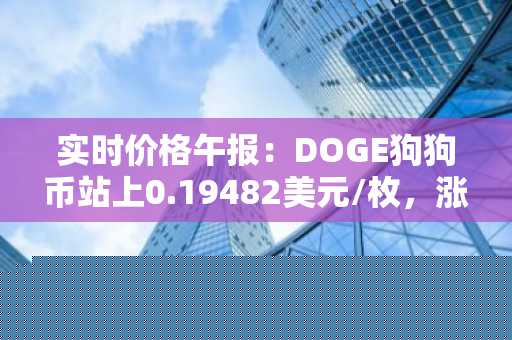 实时价格午报：DOGE狗狗币站上0.19482美元/枚，涨幅达3.03%