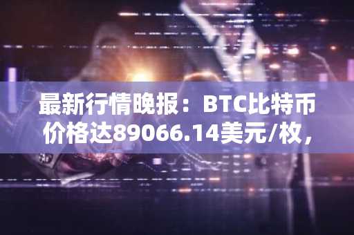 最新行情晚报：BTC比特币价格达89066.14美元/枚，日内跌幅-1.17%