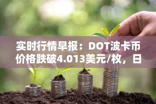 实时行情早报：DOT波卡币价格跌破4.013美元/枚，日内跌-2.00%