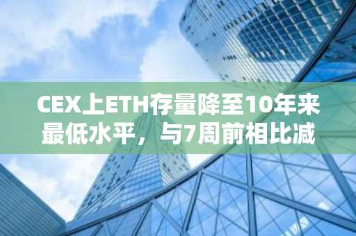 CEX上ETH存量降至10年来最低水平，与7周前相比减少16.4%