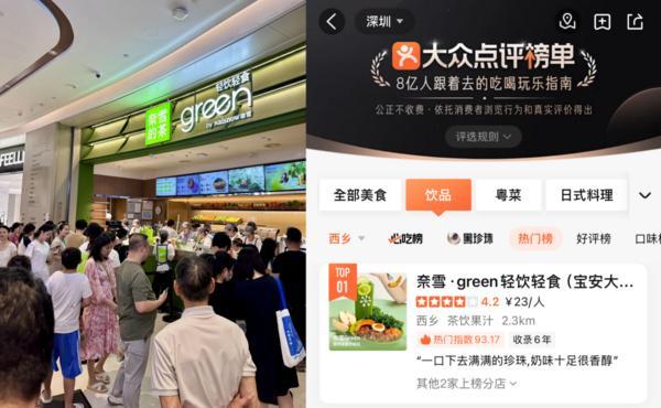 业绩捷报频传！奈雪 Green 大仟里新店火爆出圈，再成“现象级”门店