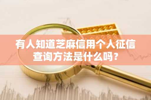 有人知道芝麻信用个人征信查询方法是什么吗？