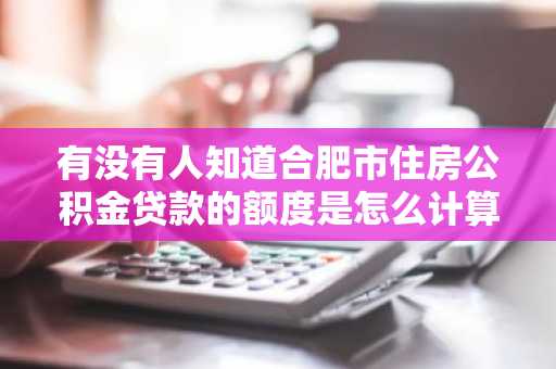 有没有人知道合肥市住房公积金贷款的额度是怎么计算的啊？