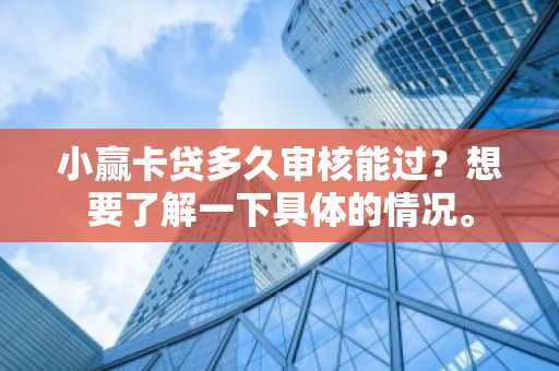 小赢卡贷多久审核能过？想要了解一下具体的情况。