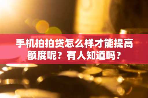 手机拍拍贷怎么样才能提高额度呢？有人知道吗？