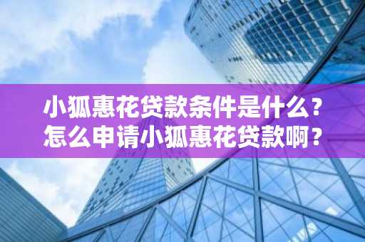 小狐惠花贷款条件是什么？怎么申请小狐惠花贷款啊？