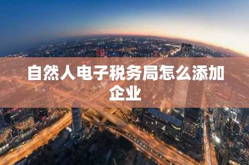 自然人电子税务局怎么添加企业