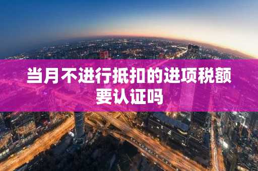当月不进行抵扣的进项税额要认证吗