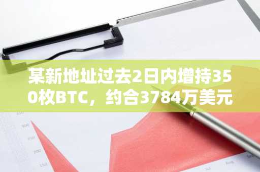 某新地址过去2日内增持350枚BTC，约合3784万美元